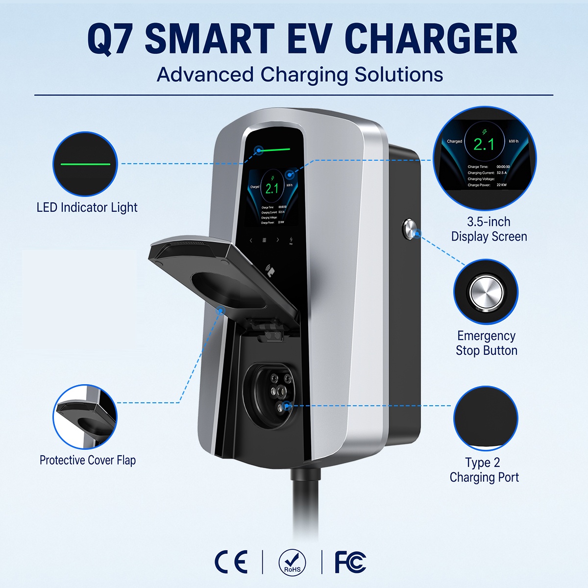 7.4KW Soket Pengisi Daya EV Ti - Home Ev Charger ulasan dan harga